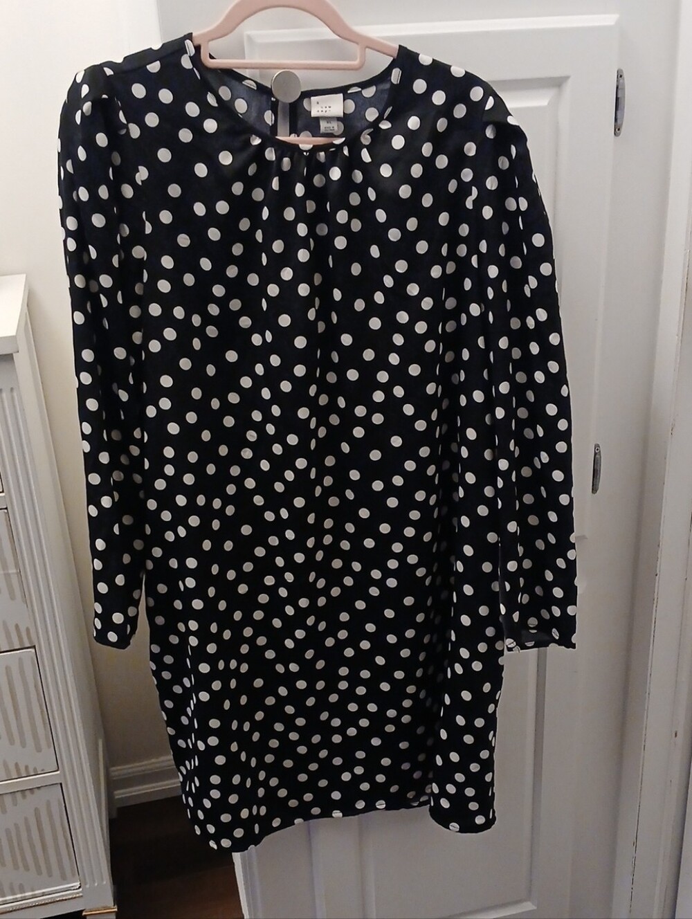a new day Black & White Polka Dot Long Sleeve Shift Dress